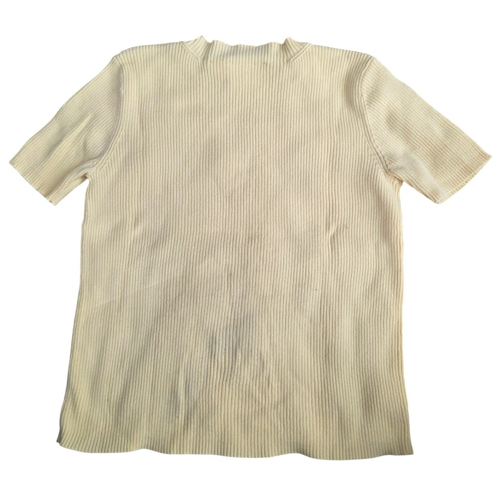 VTG Liz Claiborne Lizsport Yellow Ribbed Short Sleeve Cotton Sweater Wm‎ Sz PM - Picture 2 of 9
